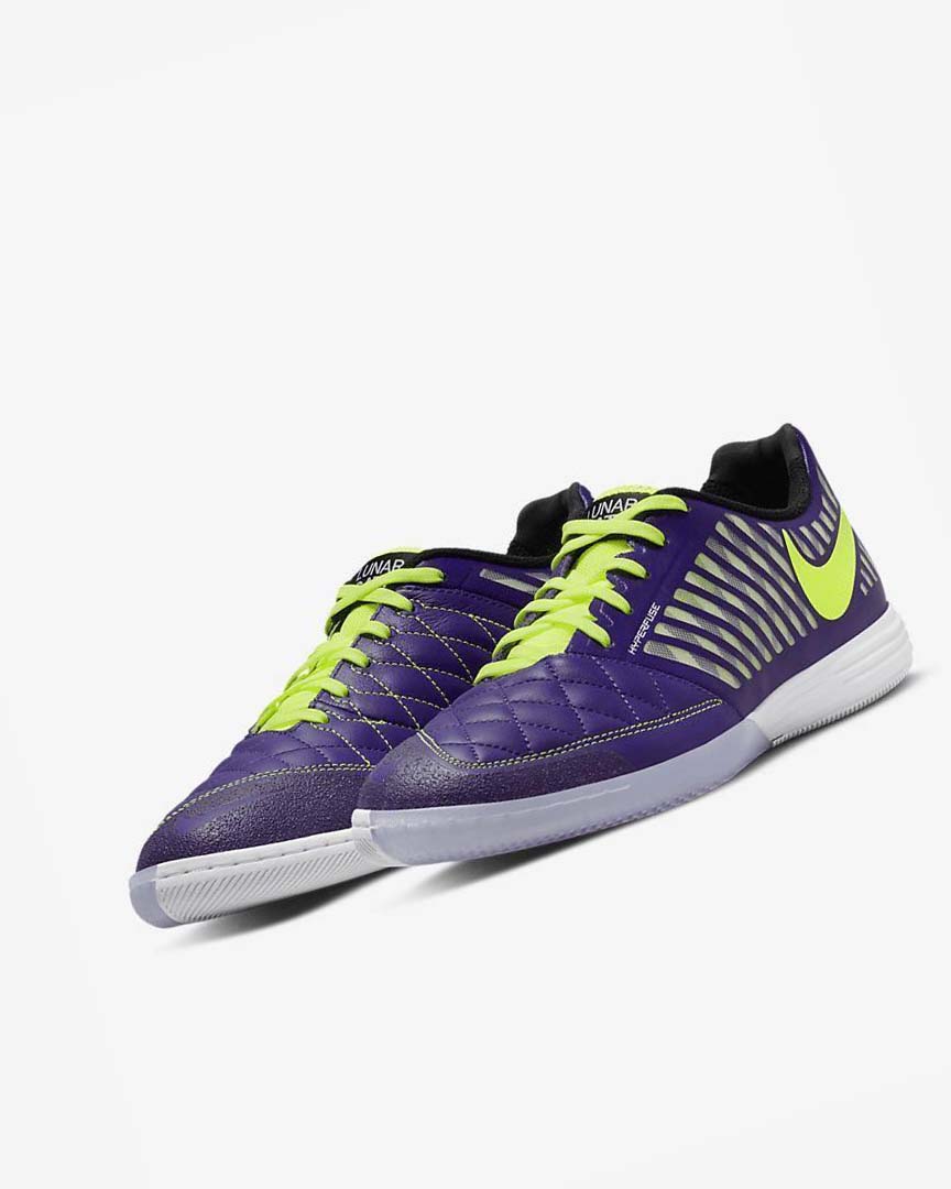 Purple / Black / White Nike Lunar Gato II IC Men's Soccer Shoes | CA_2998