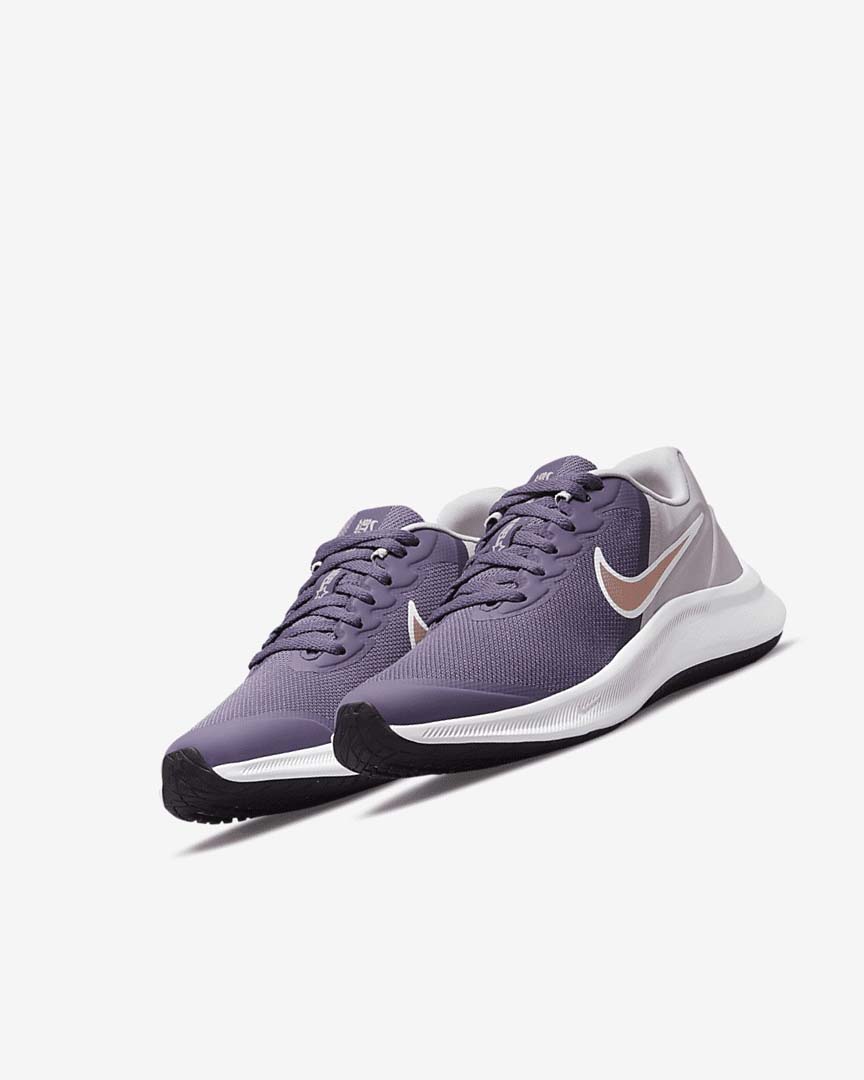Purple / Grey / Metal Red Brown Nike Star Runner 3 Girls' Running Shoes | CA_5238