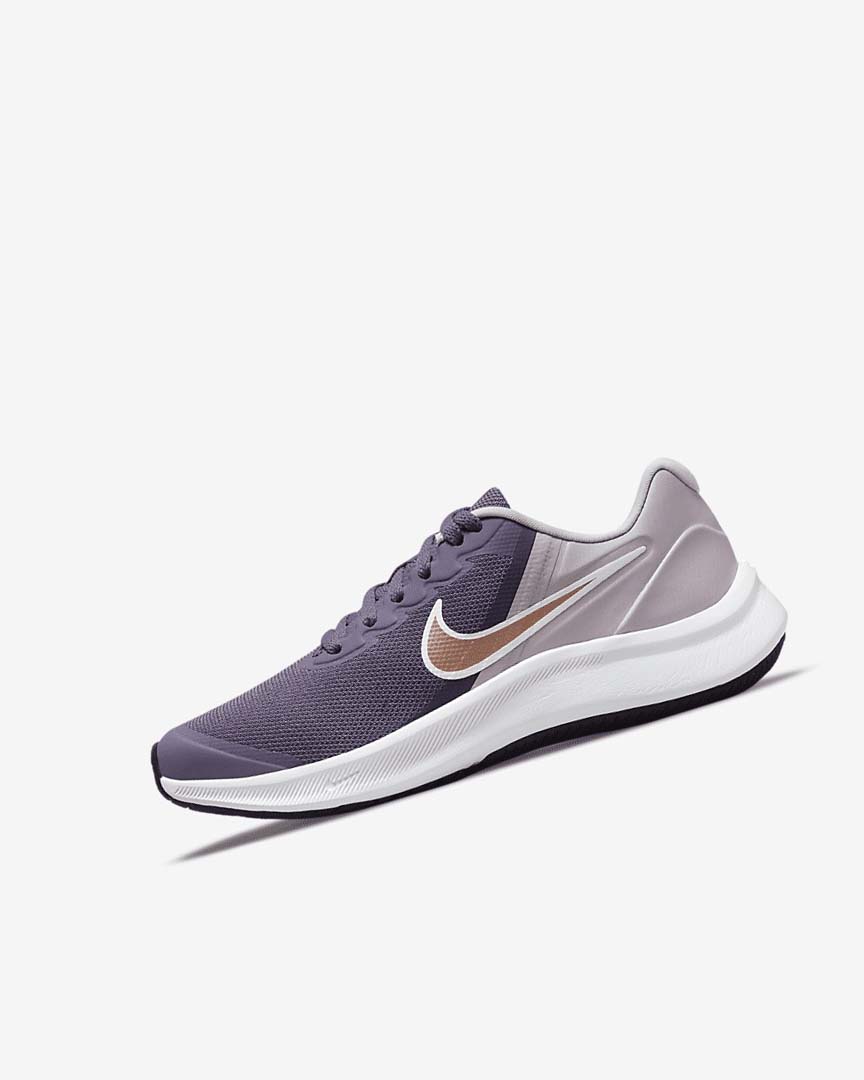 Purple / Grey / Metal Red Brown Nike Star Runner 3 Girls\' Running Shoes | CA_5238