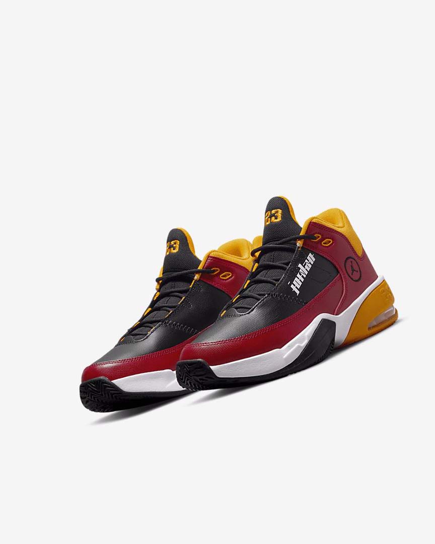 Red / Gold / Black Nike Jordan Max Aura 3 SE Boys' Basketball Shoes | CA_2846