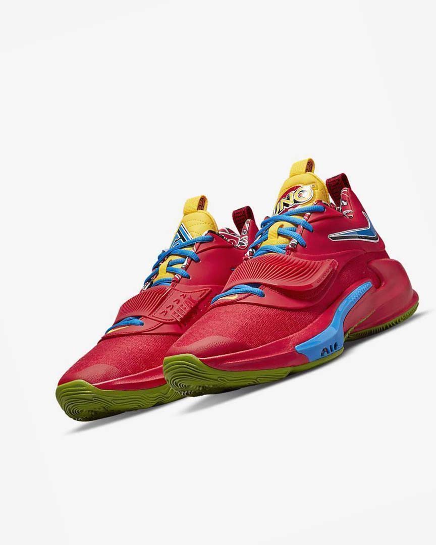 Red / Green Nike Zoom Freak 3 Men's Basketball Shoes | CA_1183