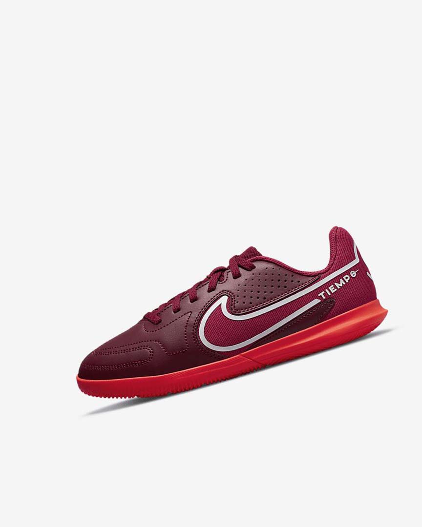 Red / Light Red Nike Jr. Tiempo Legend 9 Club IC Boys\' Soccer Shoes | CA_1162