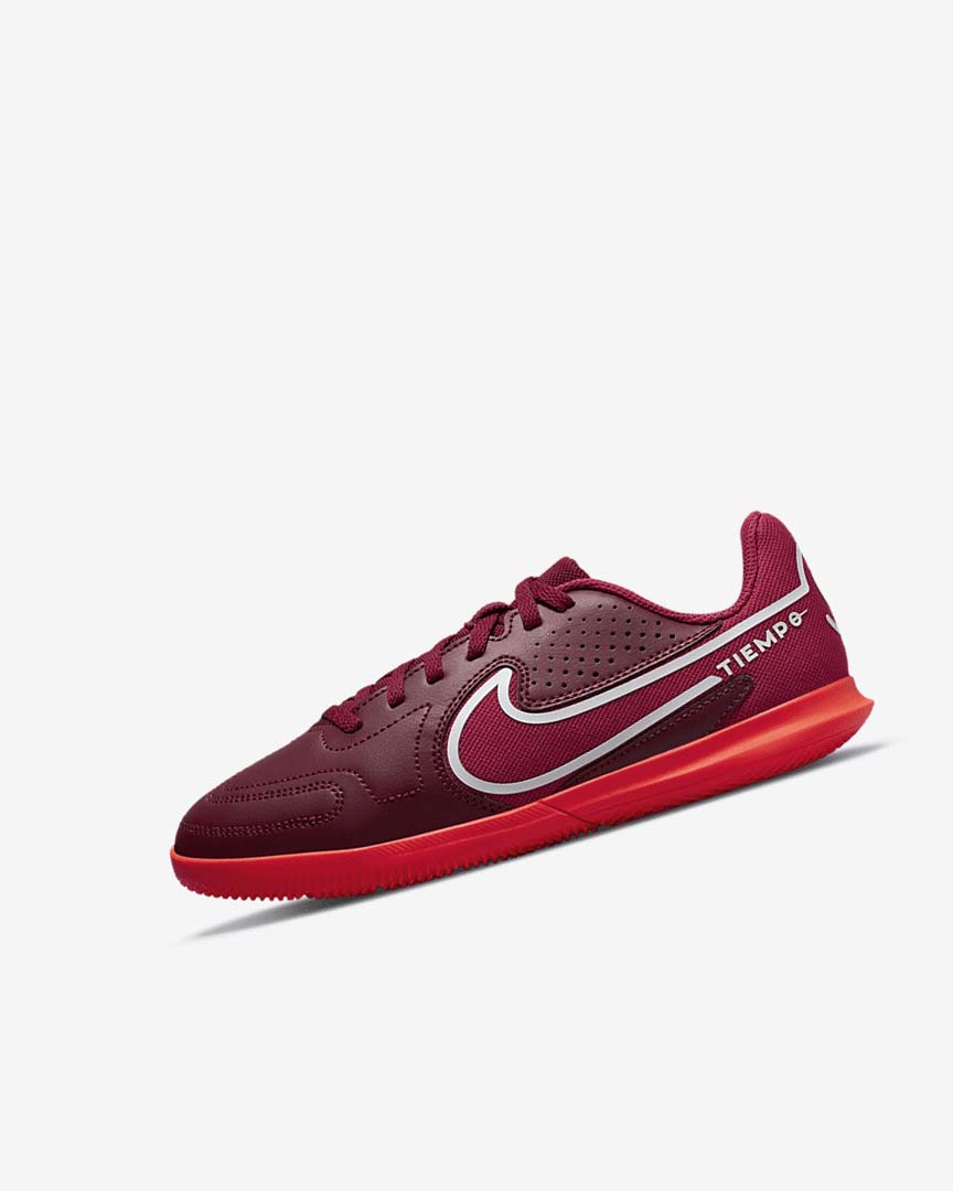 Red / Light Red Nike Jr. Tiempo Legend 9 Club IC Girls\' Soccer Shoes | CA_2378