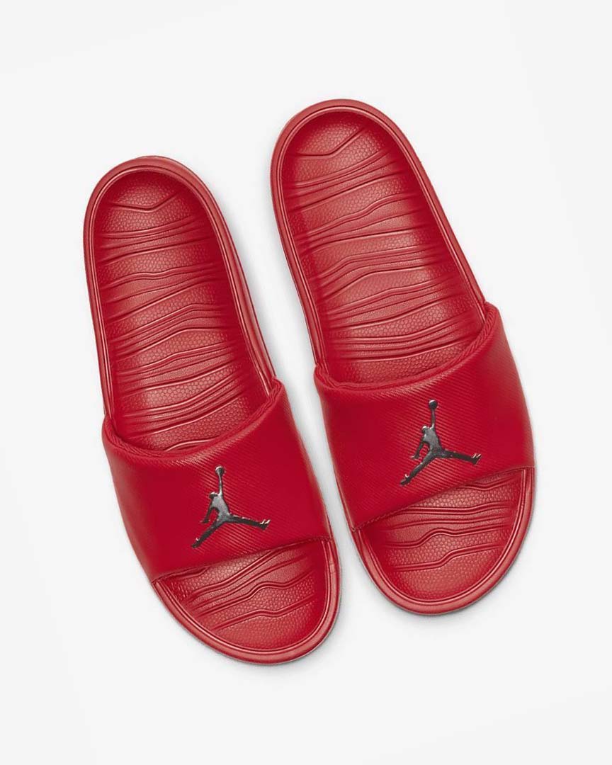 Red / Metal Silver Nike Jordan Break Men's Slides | CA_4787