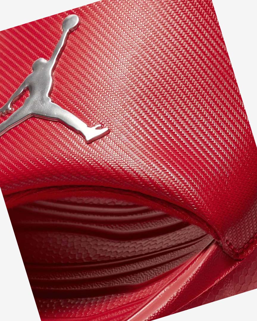 Red / Metal Silver Nike Jordan Break Men's Slides | CA_4787