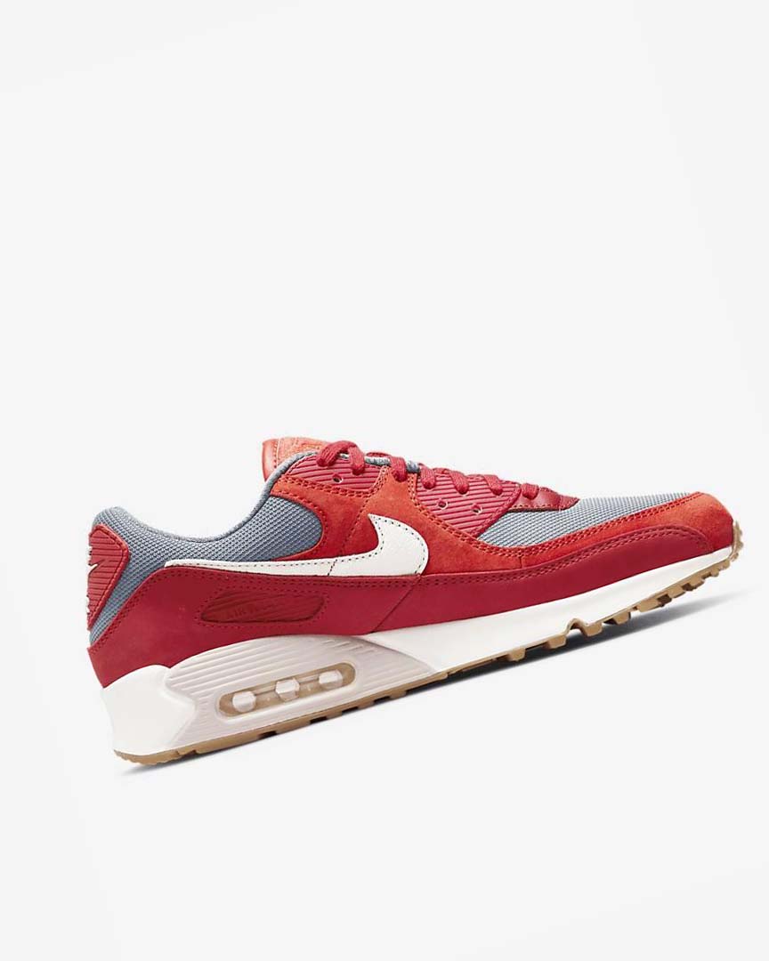 Red / Red / Grey / White Nike Air Max 90 Premium Men's Casual Shoes | CA_2908