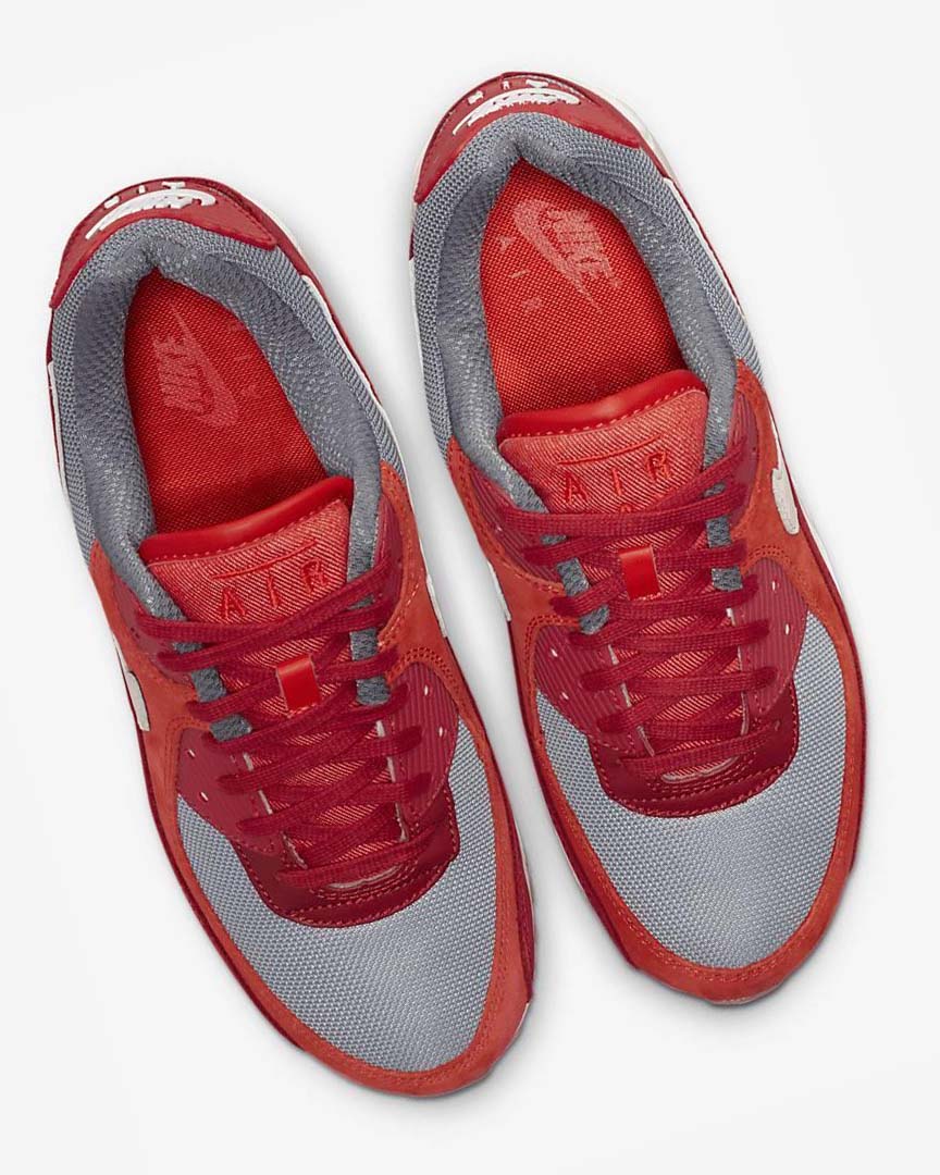 Red / Red / Grey / White Nike Air Max 90 Premium Men's Casual Shoes | CA_2908