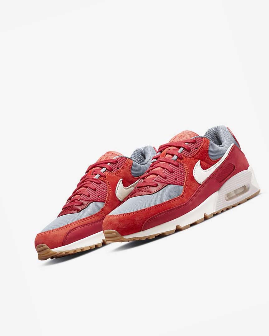 Red / Red / Grey / White Nike Air Max 90 Premium Men's Casual Shoes | CA_2908