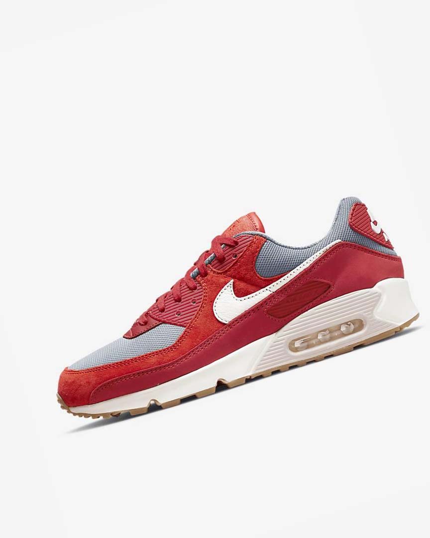 Red / Red / Grey / White Nike Air Max 90 Premium Men\'s Casual Shoes | CA_2908