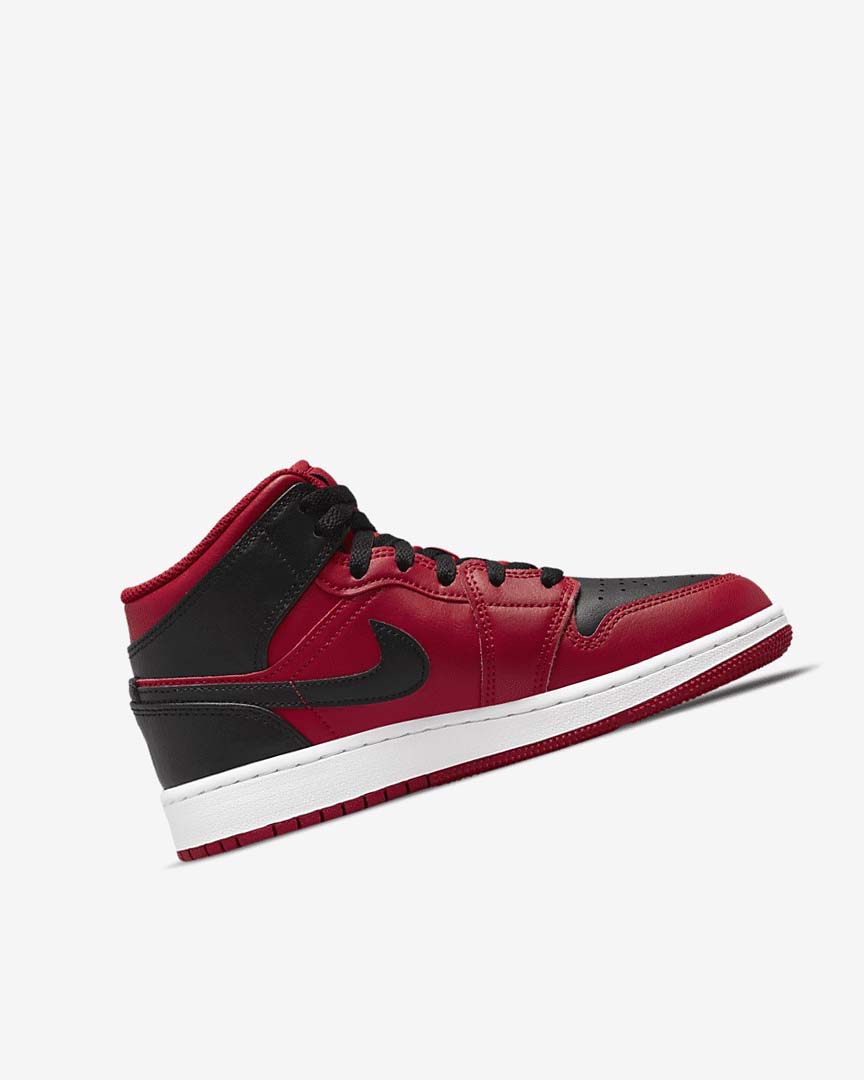 Red / White / Black Nike Air Jordan 1 Mid Boys' Sneakers | CA_5045
