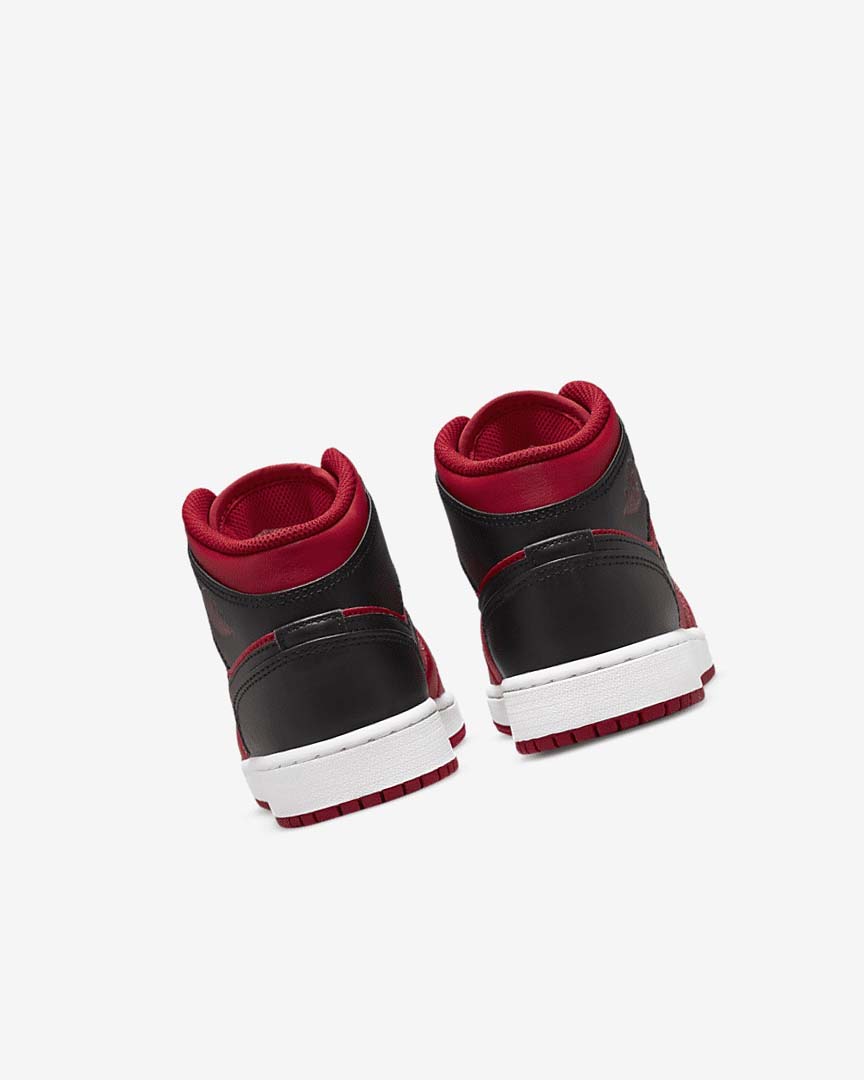 Red / White / Black Nike Air Jordan 1 Mid Boys' Sneakers | CA_5045