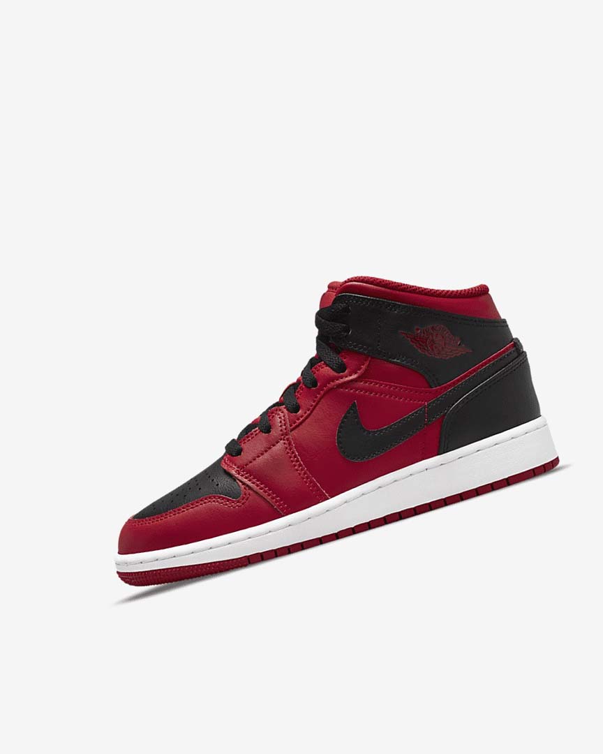 Red / White / Black Nike Air Jordan 1 Mid Boys\' Sneakers | CA_5045