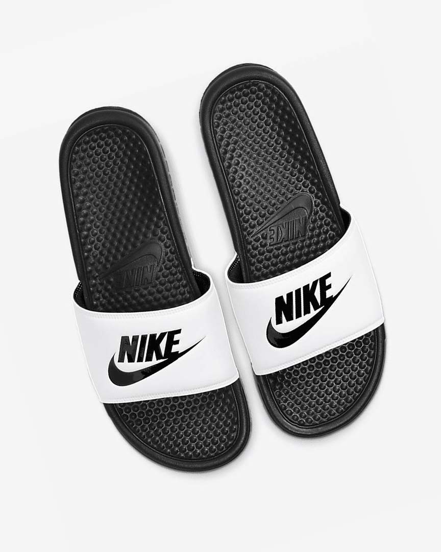 White / Black / Black Nike Benassi JDI Men's Slides | CA_2234