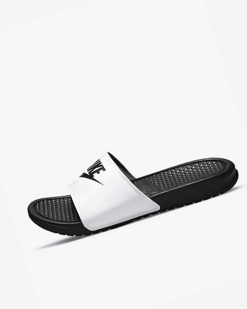 White / Black / Black Nike Benassi JDI Men\'s Slides | CA_2234