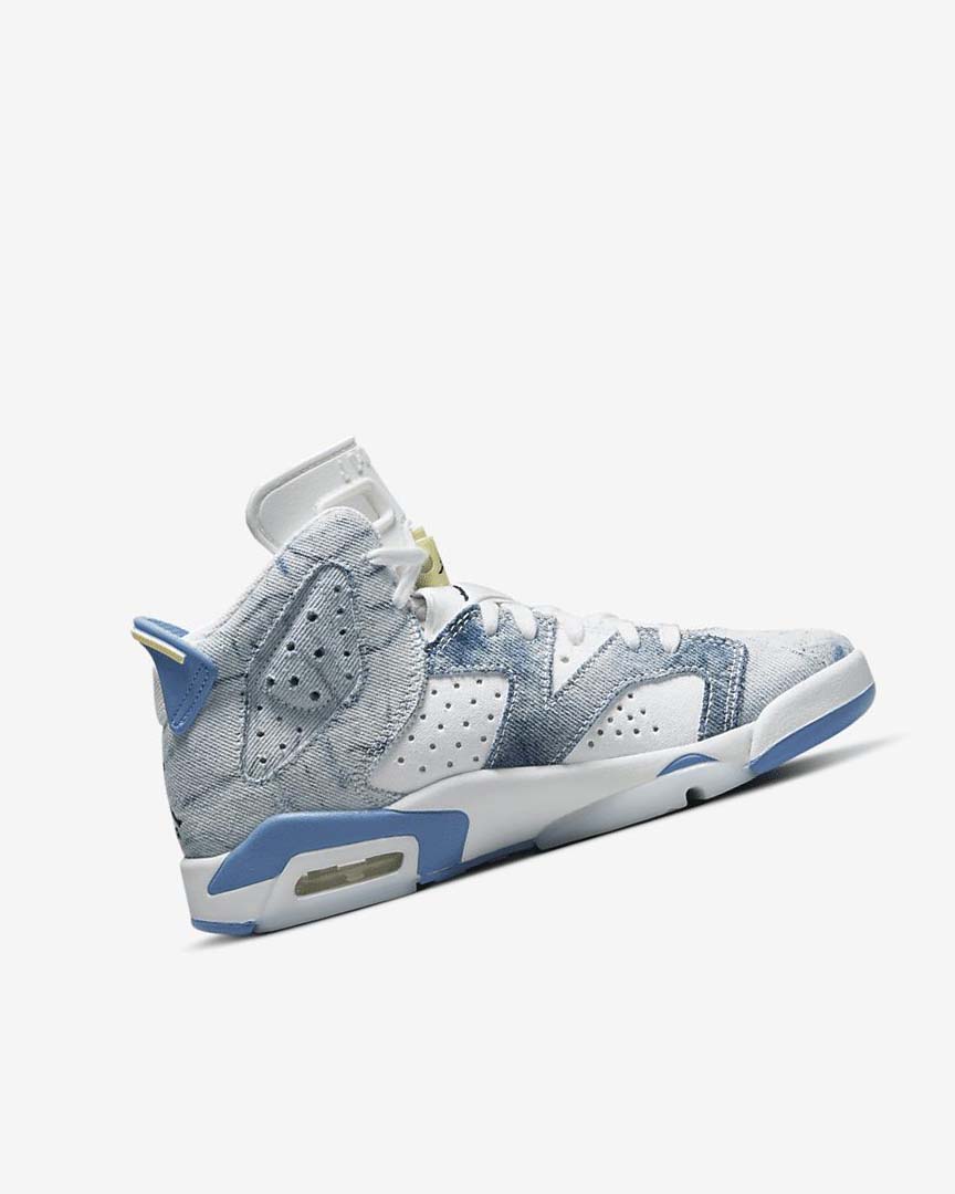 White / Black / Blue Nike Air Jordan 6 Retro Boys' Shoes | CA_5431