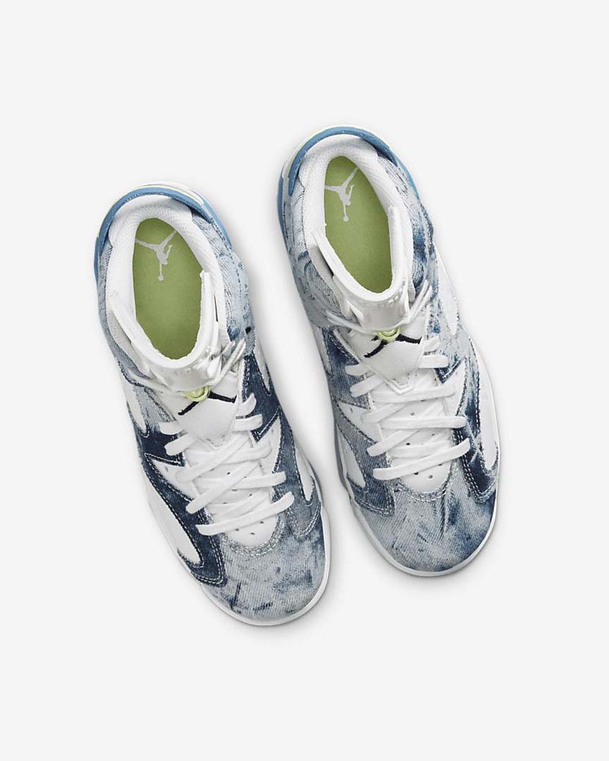 White / Black / Blue Nike Air Jordan 6 Retro Boys' Shoes | CA_5431