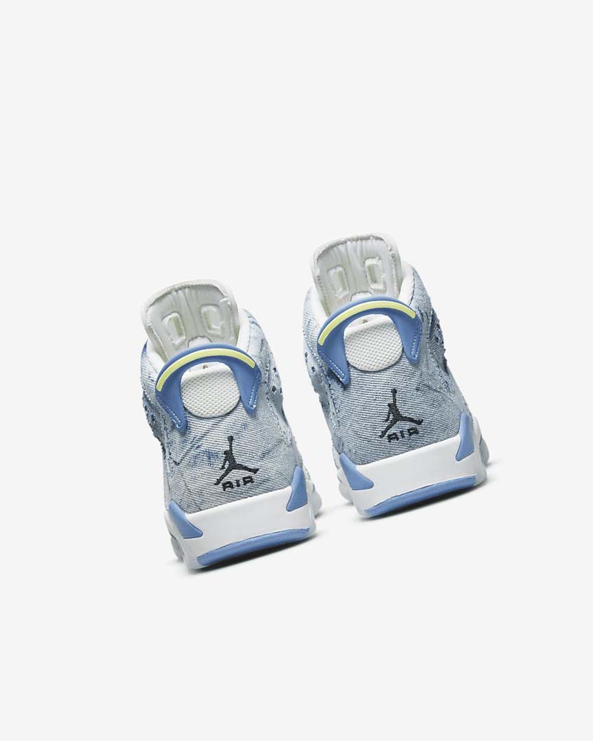 White / Black / Blue Nike Air Jordan 6 Retro Boys' Shoes | CA_5431