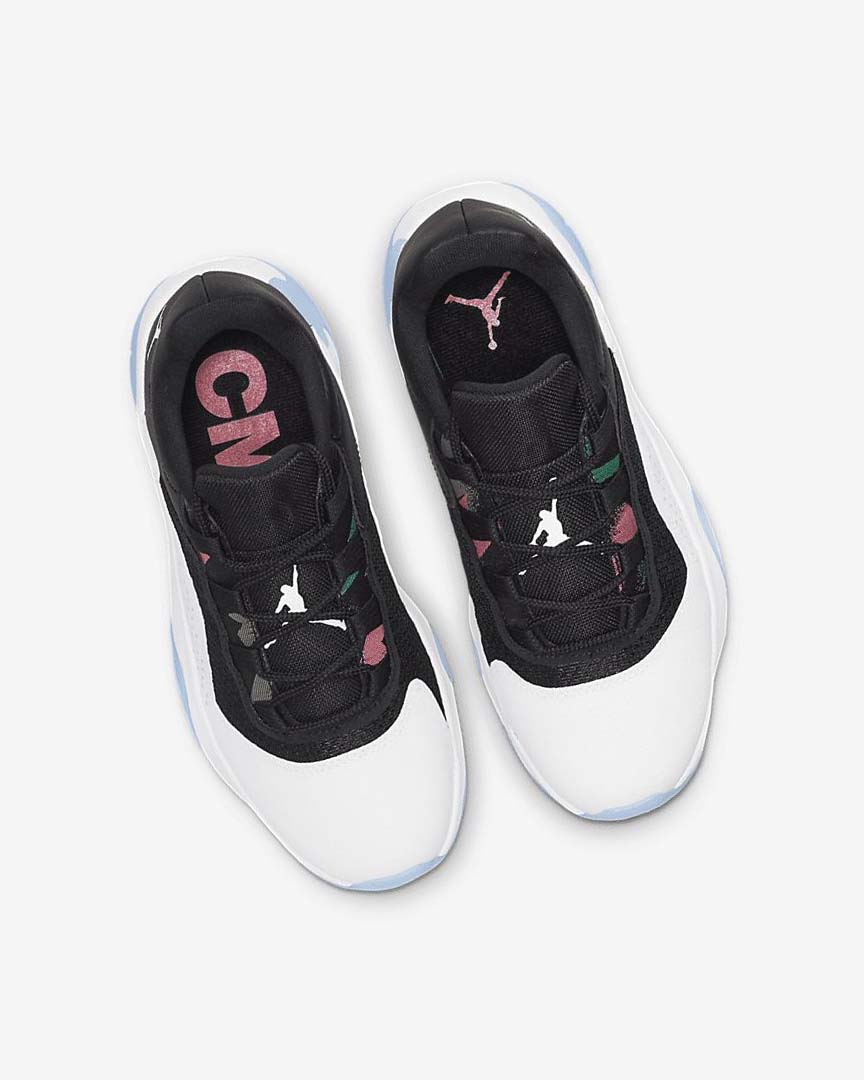 White / Black / Green / Metal Silver Nike Air Jordan 11 CMFT Low Boys' Basketball Shoes | CA_2651