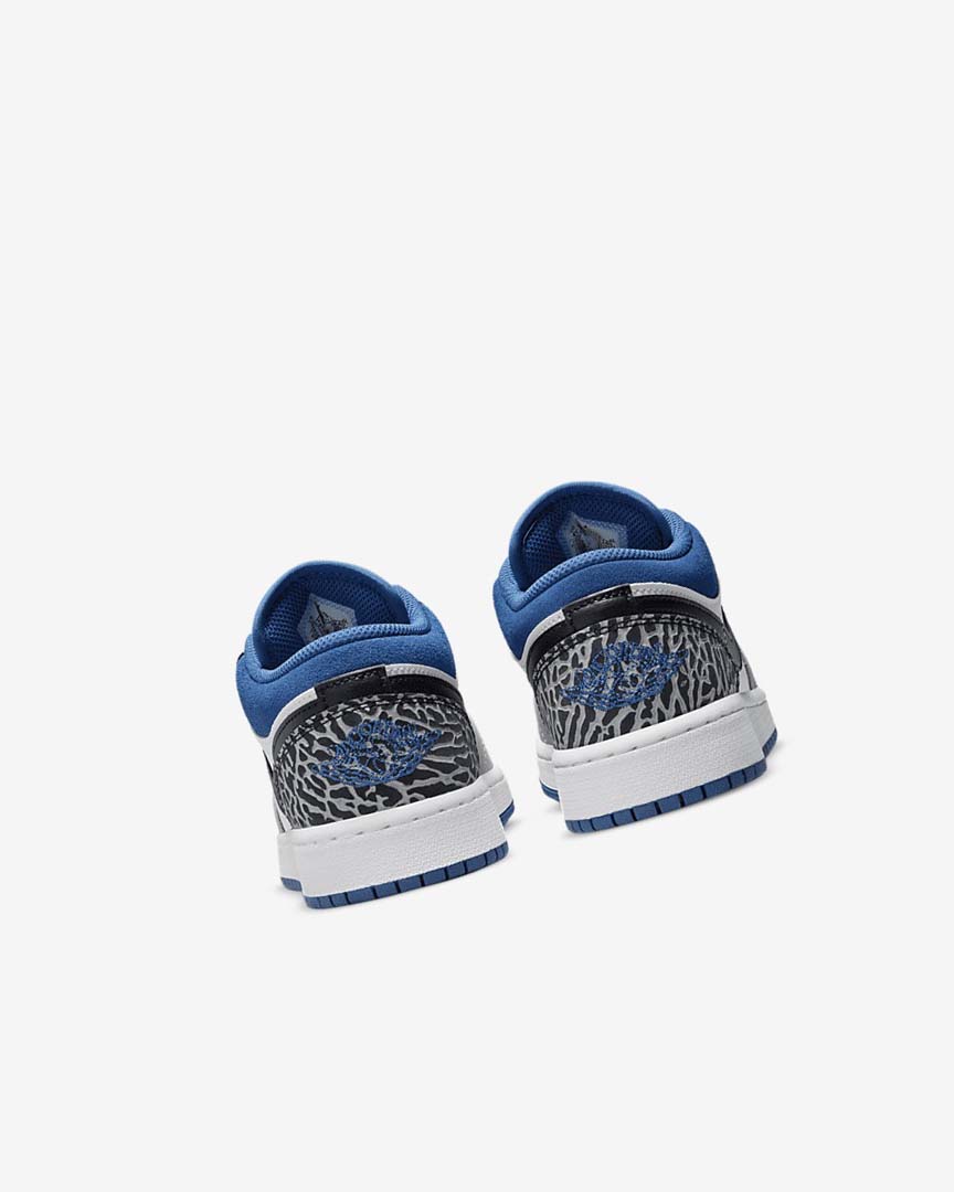 White / Black / Grey / Dark Blue Nike Air Jordan 1 Low SE Boys' Sneakers | CA_2552
