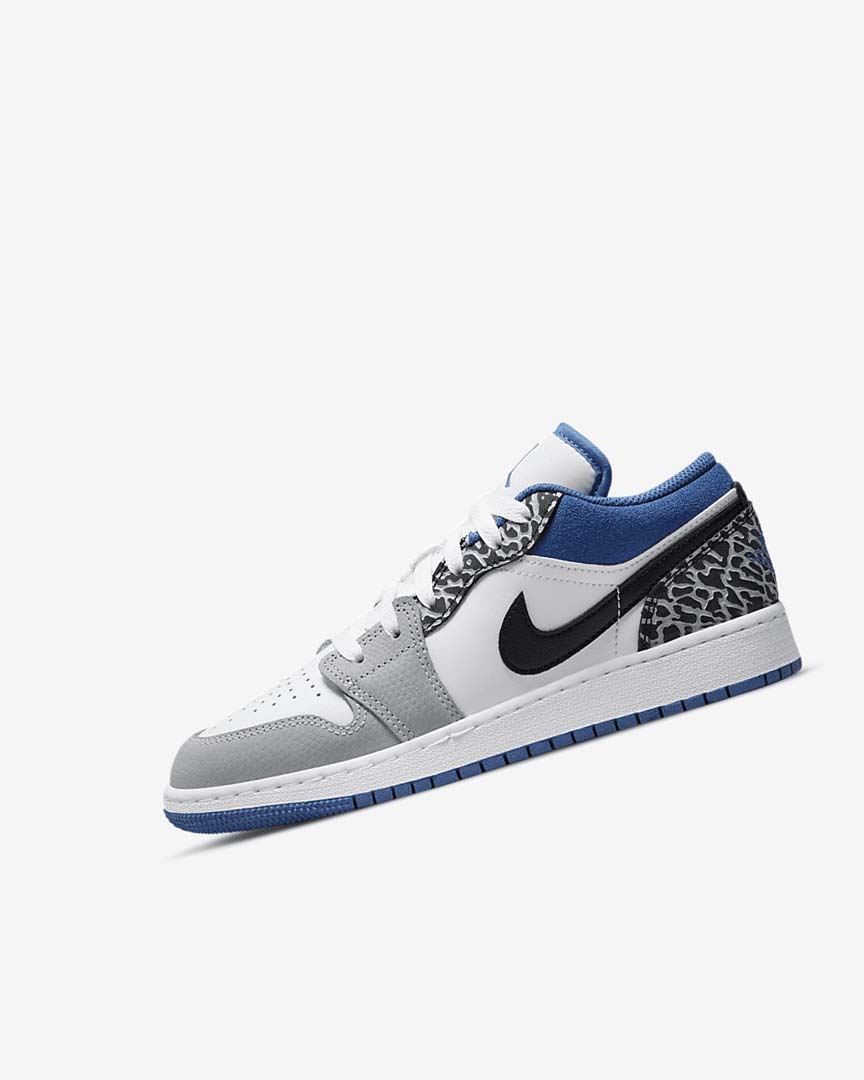 White / Black / Grey / Dark Blue Nike Air Jordan 1 Low SE Boys\' Sneakers | CA_2552
