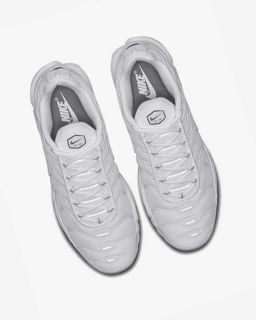 White / Black / Grey / White Nike Air Max Plus Men's Sneakers | CA_2997