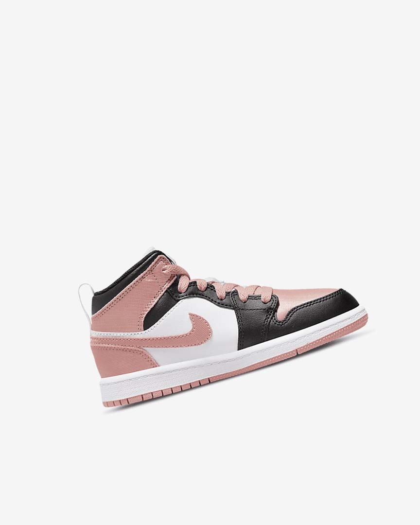 White / Black / Light Nike Jordan 1 Mid Girls' Shoes | CA_3139