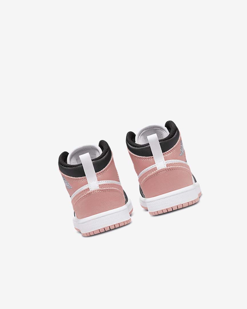 White / Black / Light Nike Jordan 1 Mid Girls' Shoes | CA_3139
