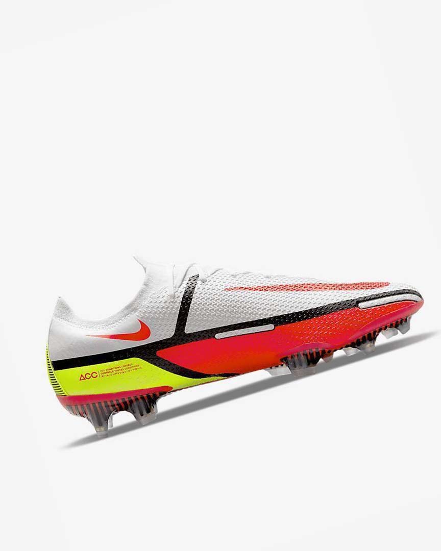 White / Black / Light Red Nike Phantom GT2 Elite FG Men's Soccer Cleats | CA_4561