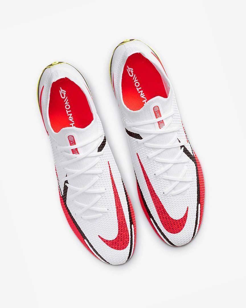 White / Black / Light Red Nike Phantom GT2 Elite FG Men's Soccer Cleats | CA_4561