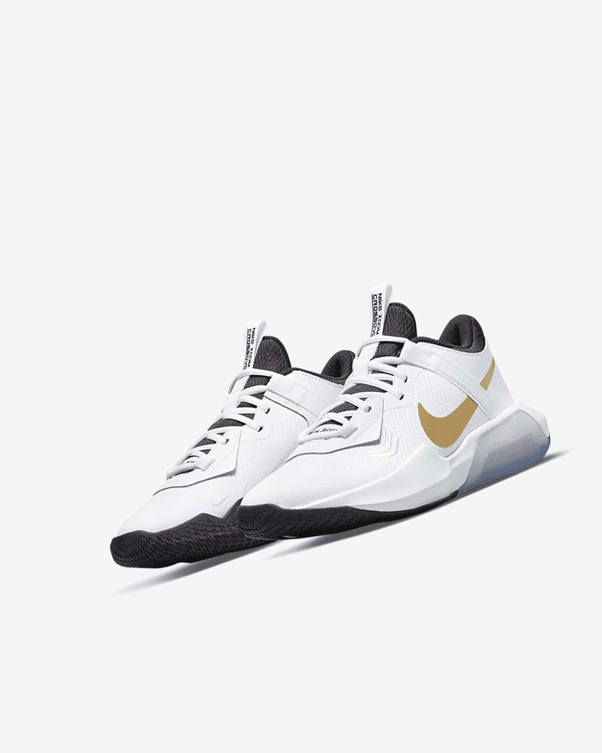 White / Black / Metal Gold Nike Air Zoom Crossover Girls' Basketball Shoes | CA_4931