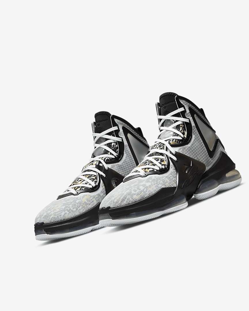 White / Black / Metal Gold Nike LeBron 19 Women's Basketball Shoes | CA_2240