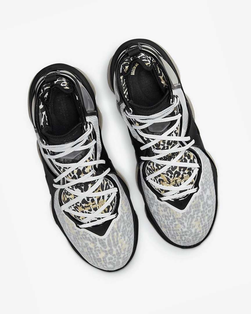 White / Black / Metal Gold Nike LeBron 19 Men's Basketball Shoes | CA_3265