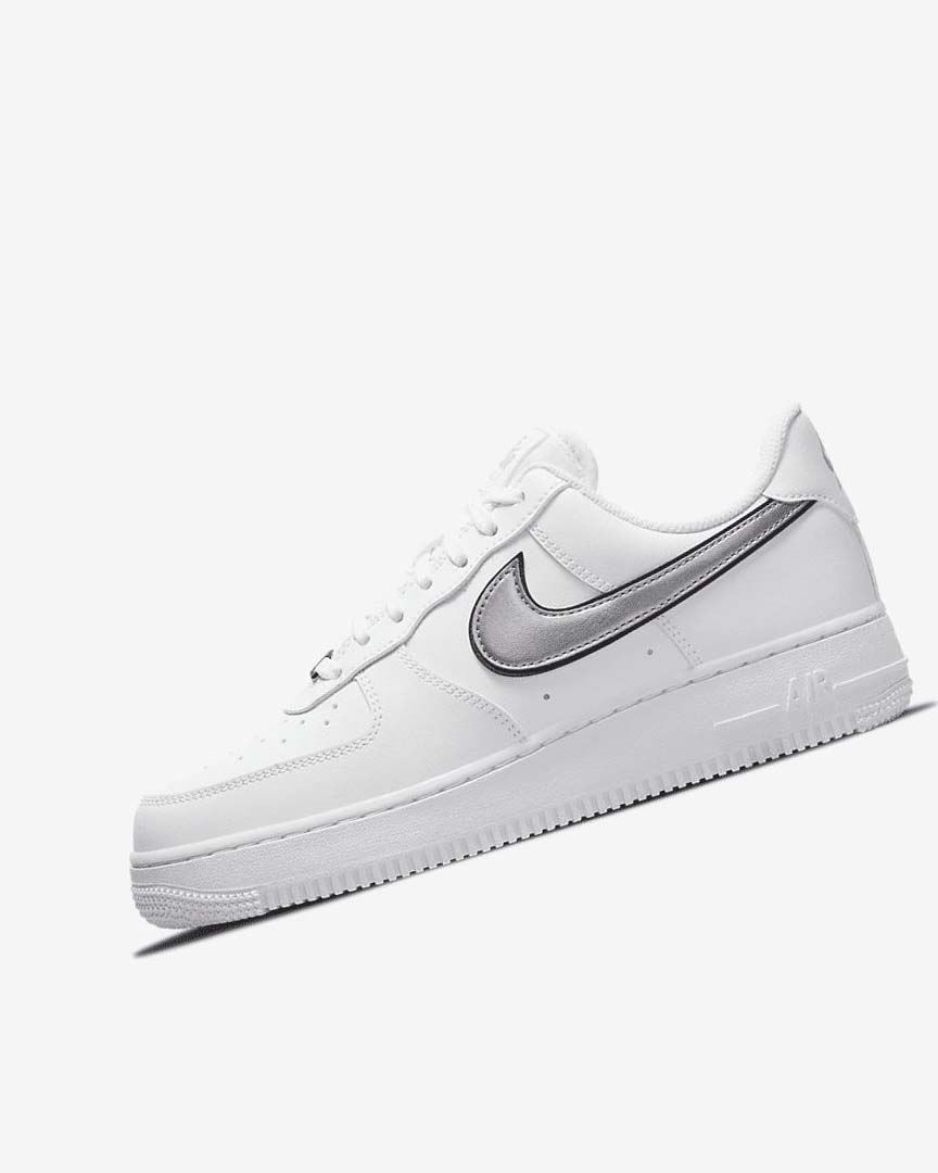White / Black / Metal Silver Nike Air Force 1 \'07 Essential Women\'s Sneakers | CA_4900