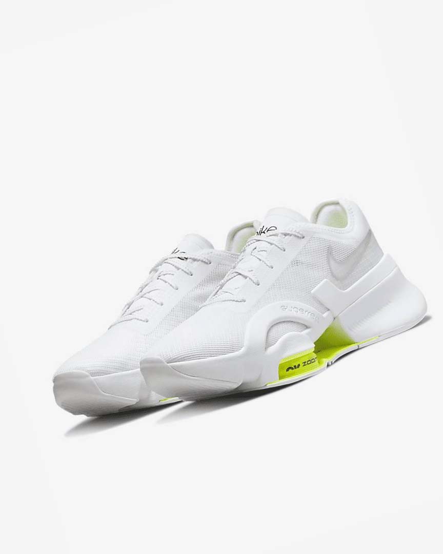 White / Black / Metal Silver Nike Air Zoom SuperRep 3 Men's Training Shoes | CA_5013