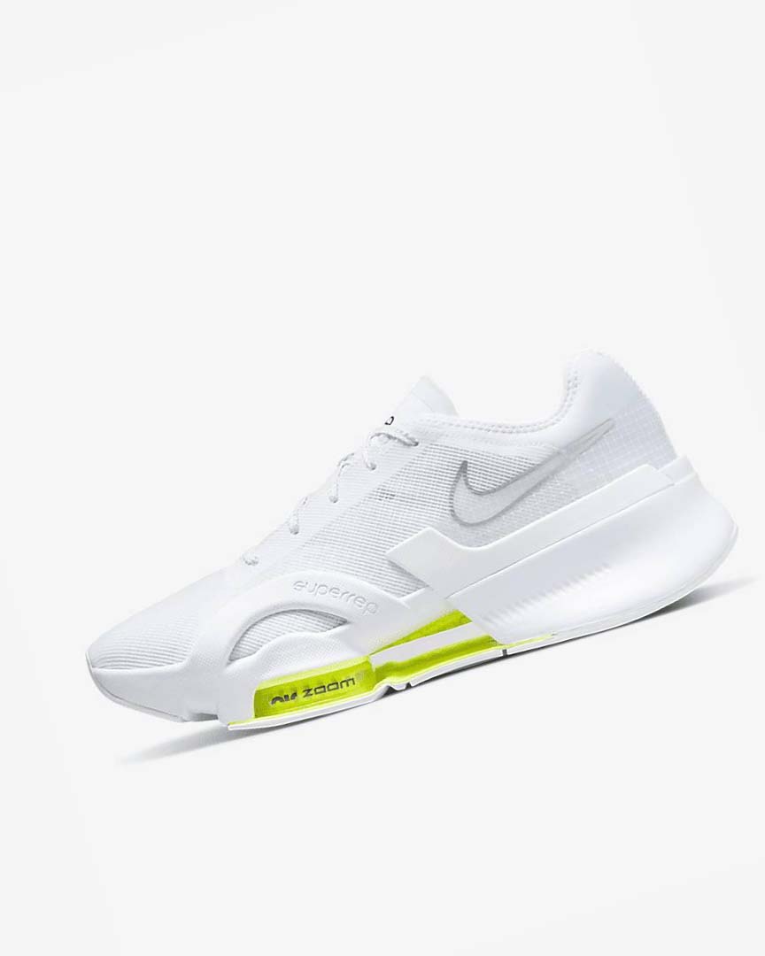 White / Black / Metal Silver Nike Air Zoom SuperRep 3 Men\'s Training Shoes | CA_5013
