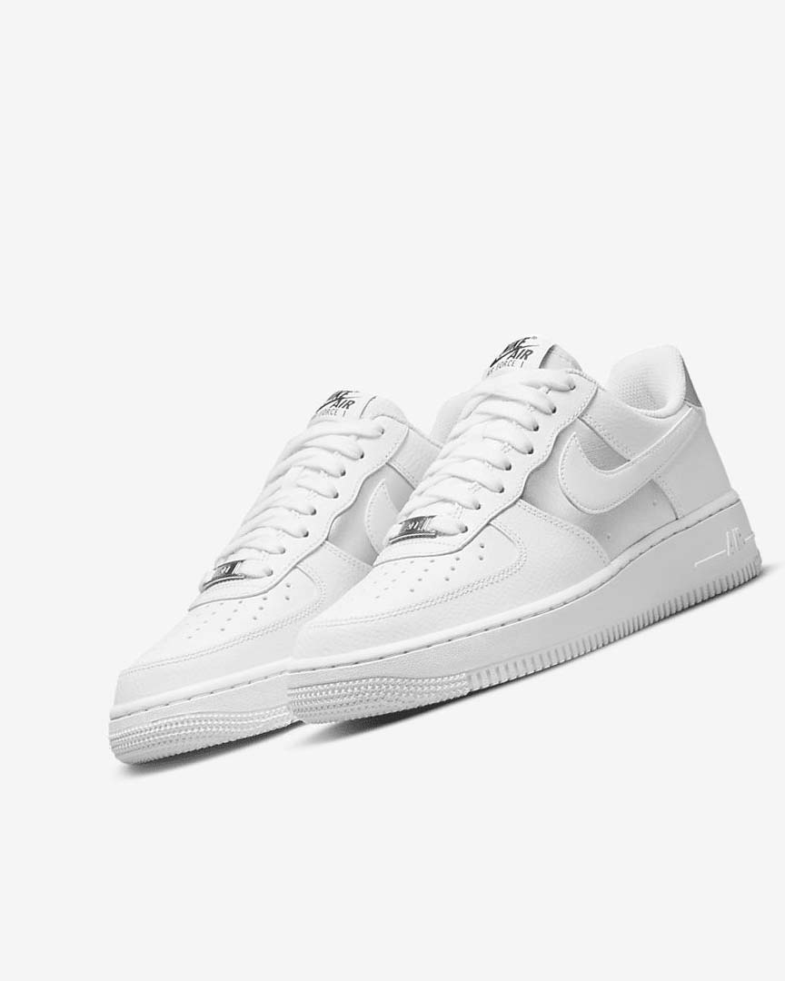 White / Black / Metal Silver / White Nike Air Force 1 '07 Women's Sneakers | CA_2309