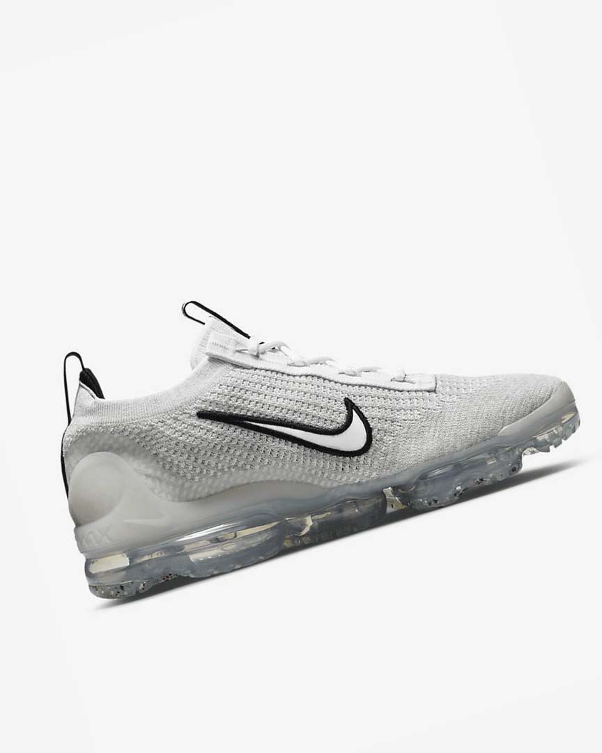 White / Black / Metal Silver / White Nike Air VaporMax 2021 FK Men's Sneakers | CA_3112