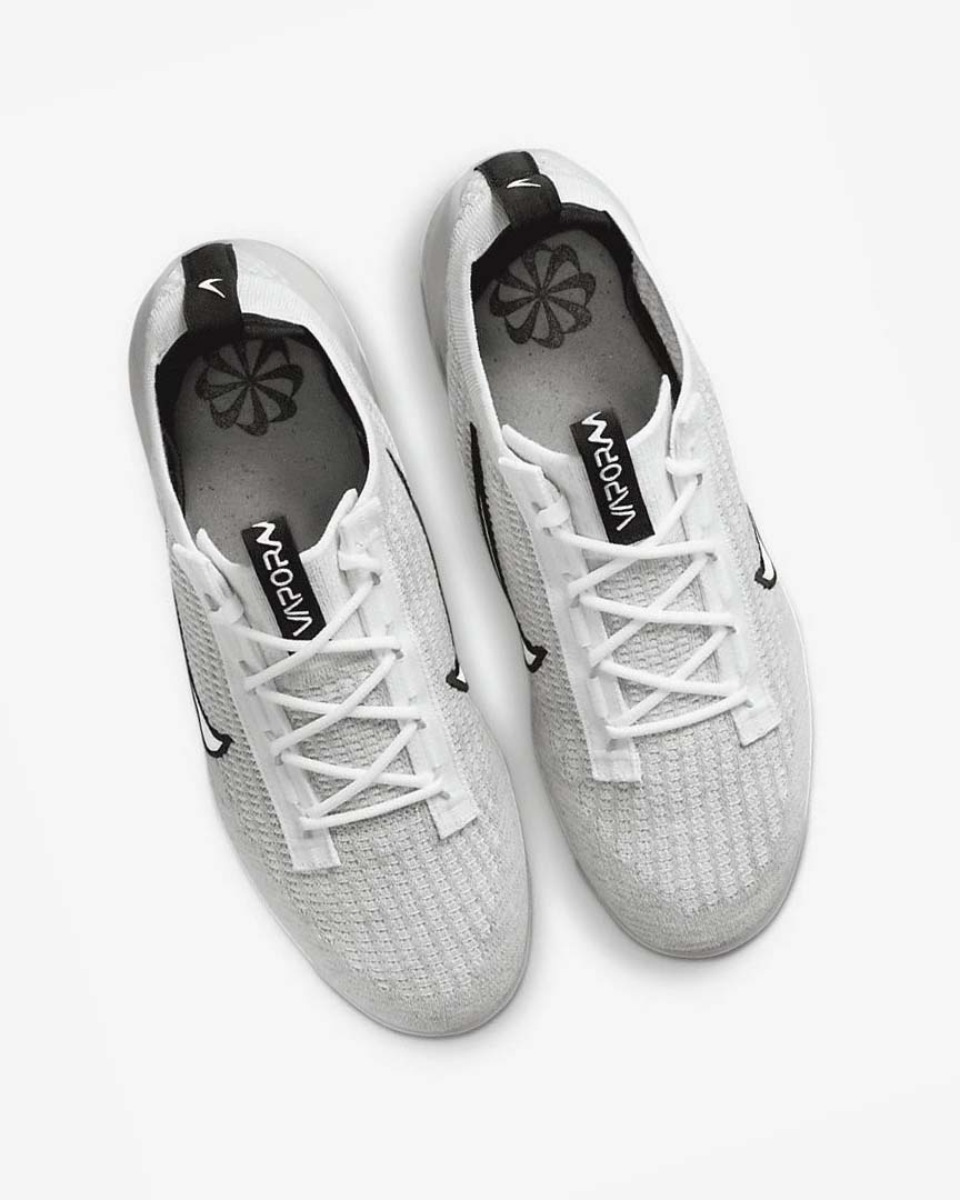 White / Black / Metal Silver / White Nike Air VaporMax 2021 FK Men's Sneakers | CA_3112
