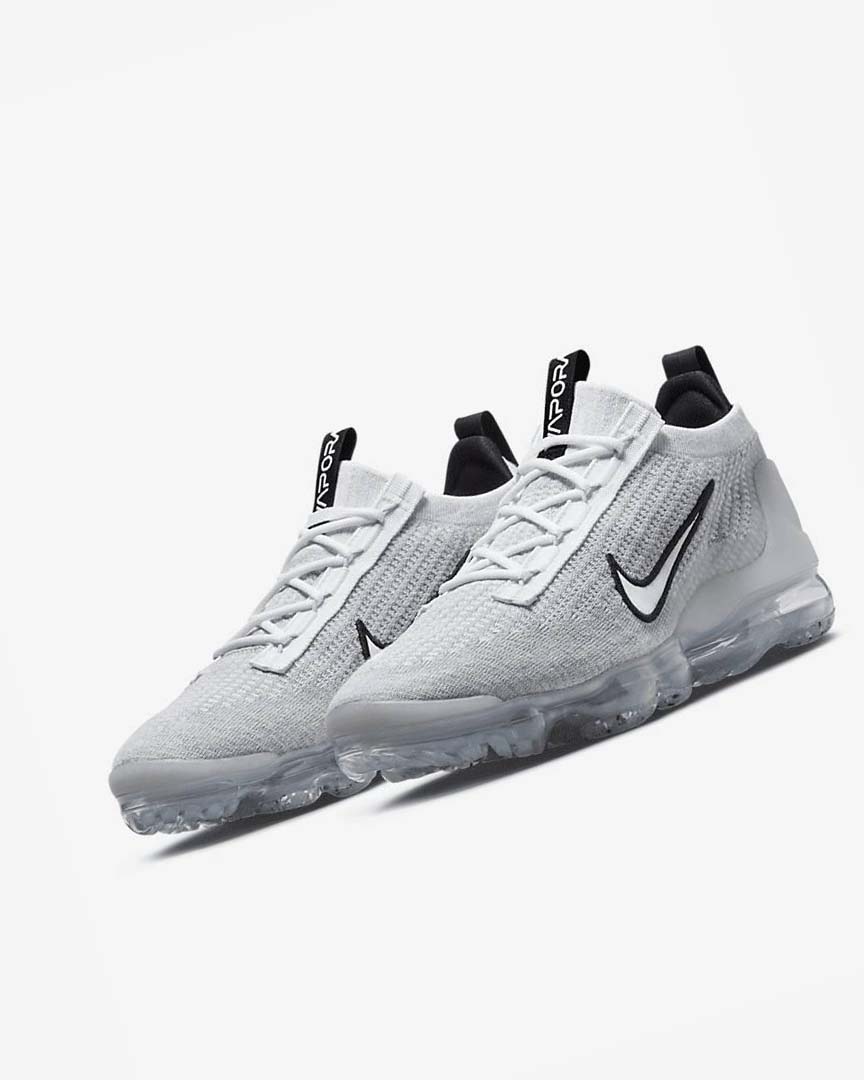 White / Black / Metal Silver / White Nike Air VaporMax 2021 FK Men's Sneakers | CA_3112