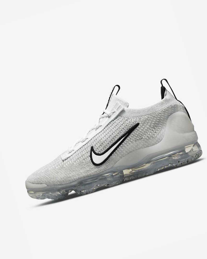 White / Black / Metal Silver / White Nike Air VaporMax 2021 FK Men\'s Sneakers | CA_3112