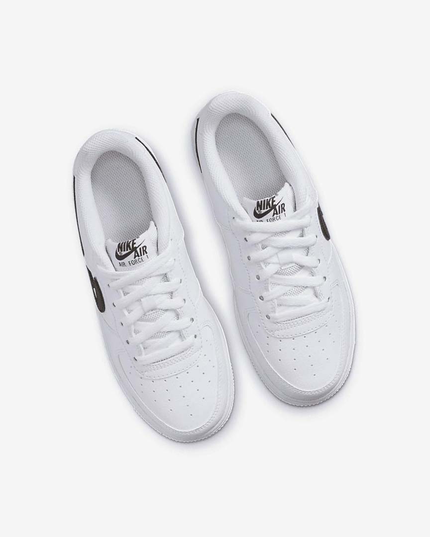 White / Black Nike Air Force 1 Boys' Sneakers | CA_2542