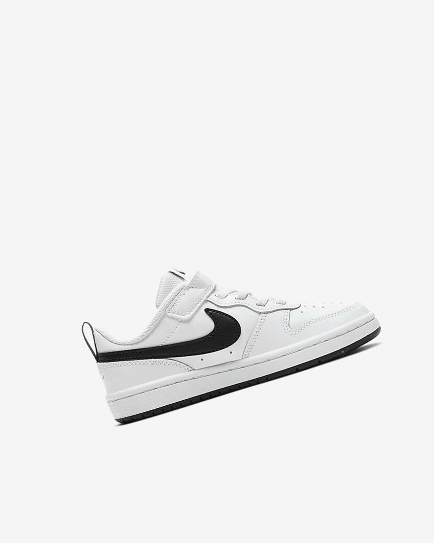 White / Black Nike Court Borough Low 2 Boys' Shoes | CA_2893