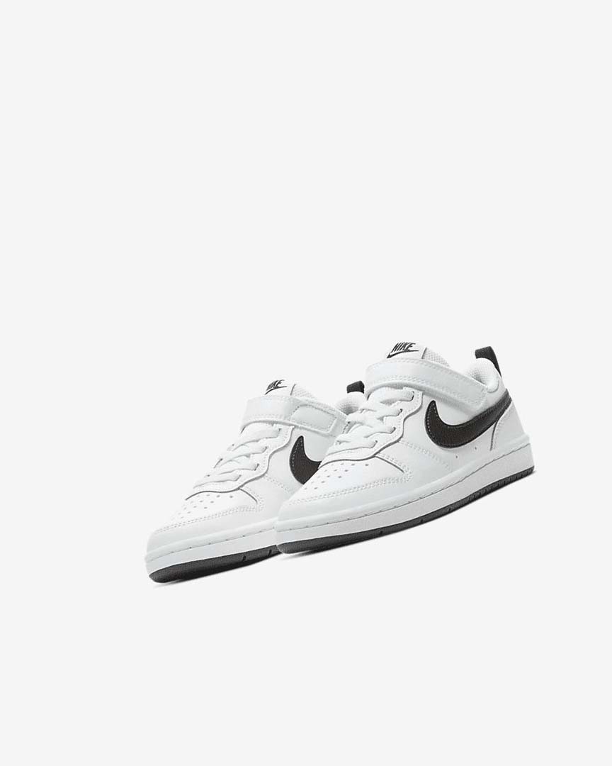 White / Black Nike Court Borough Low 2 Boys' Shoes | CA_2893