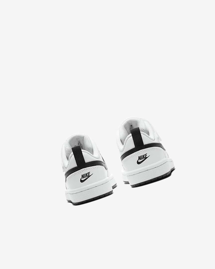 White / Black Nike Court Borough Low 2 Boys' Shoes | CA_2893