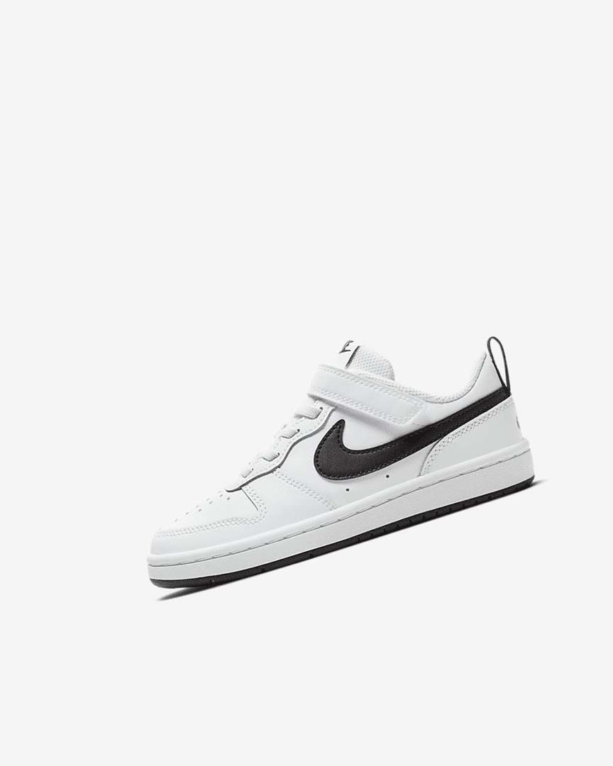 White / Black Nike Court Borough Low 2 Boys\' Shoes | CA_2893