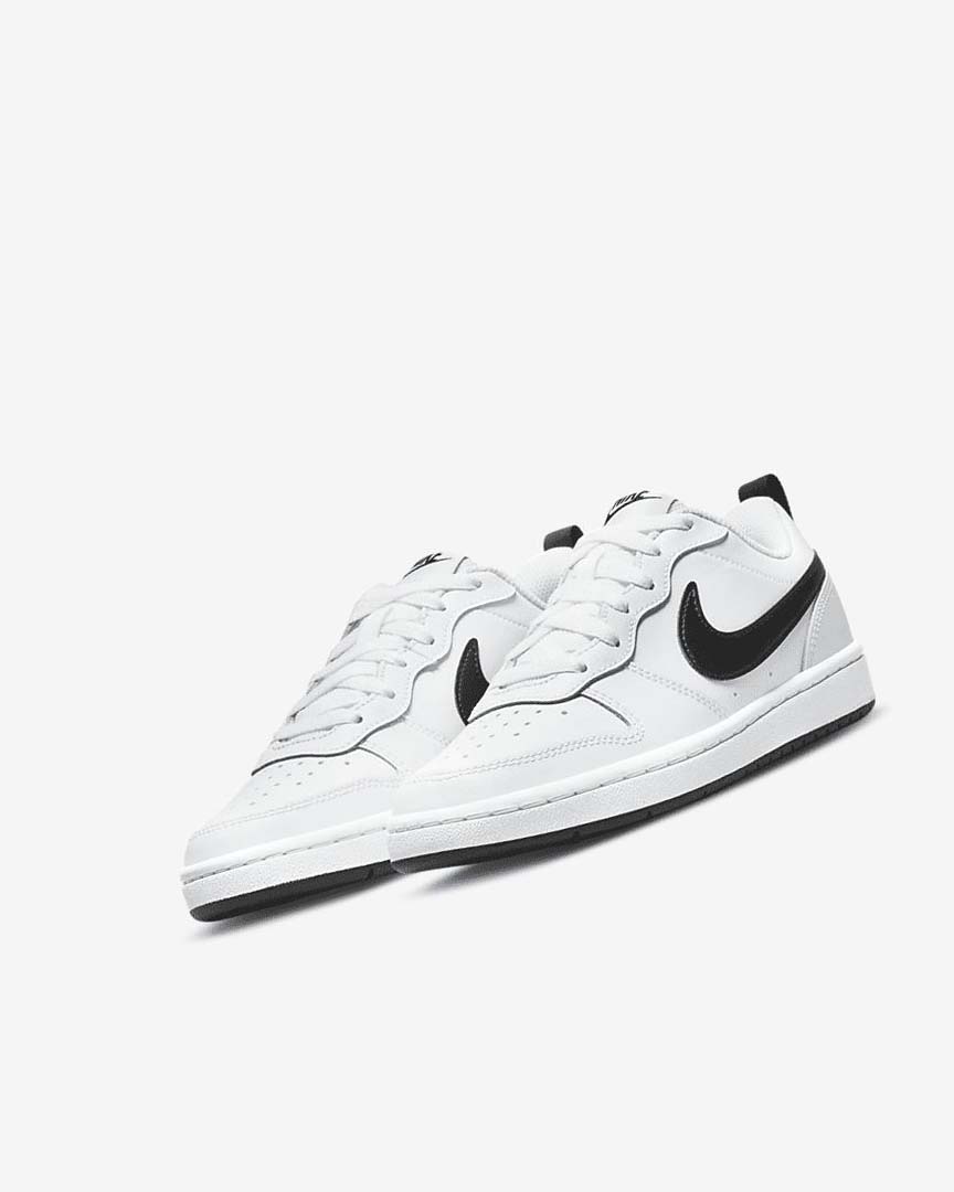 White / Black Nike Court Borough Low 2 Boys' Shoes | CA_5124