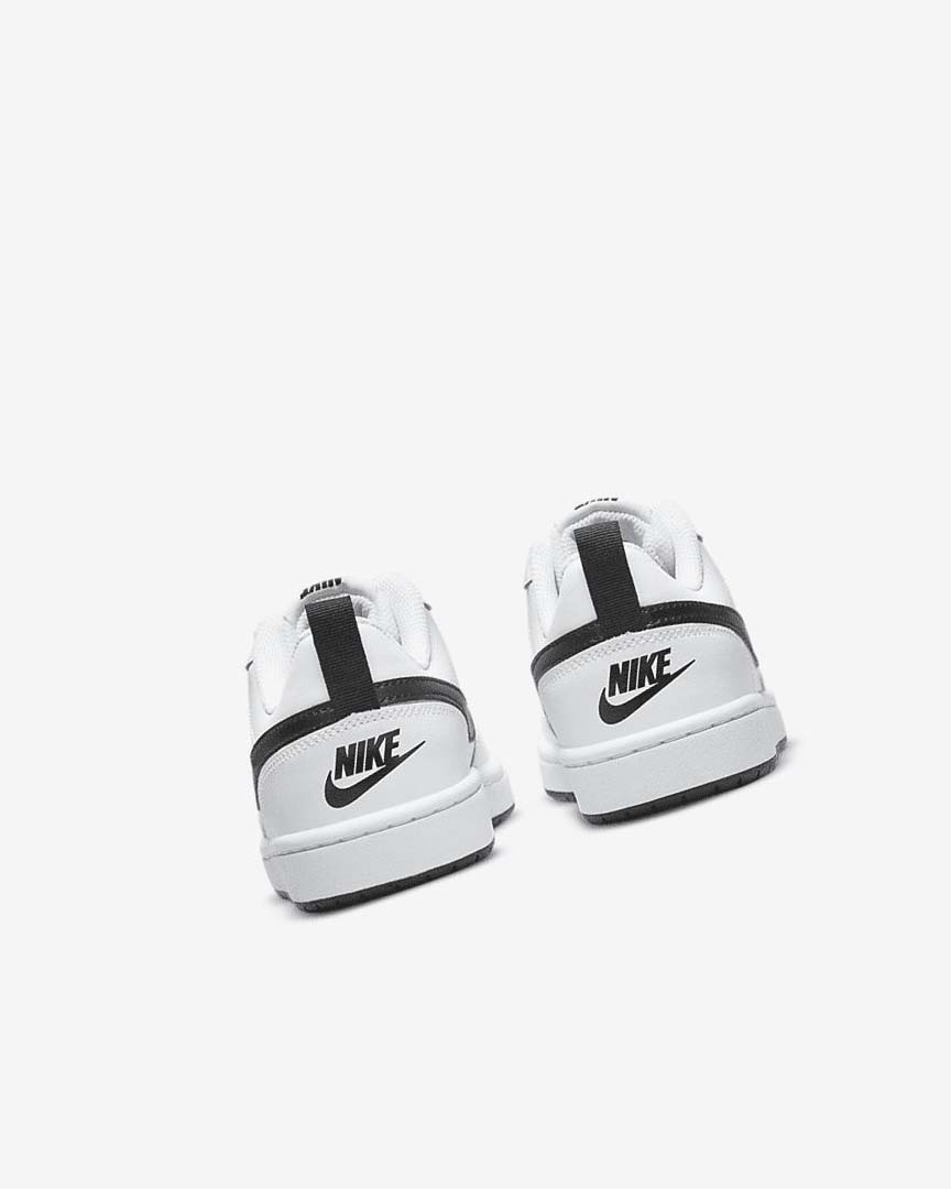 White / Black Nike Court Borough Low 2 Boys' Shoes | CA_5124