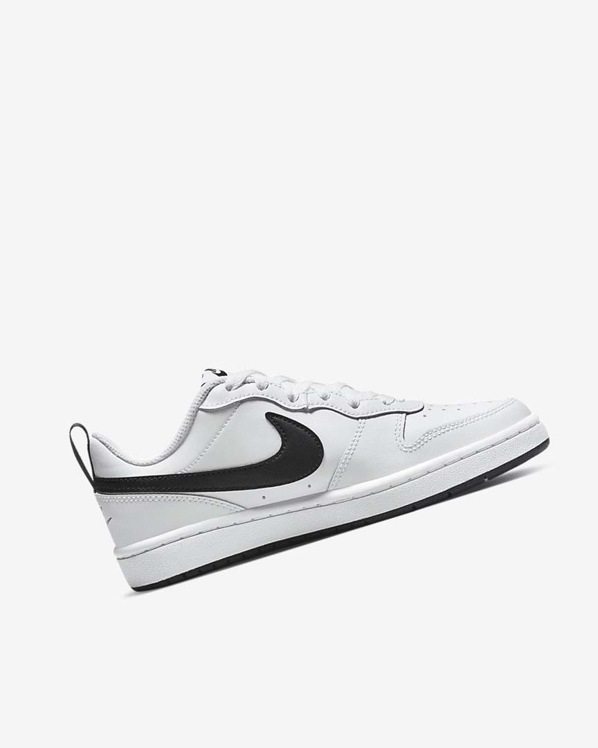 White / Black Nike Court Borough Low 2 Girls' Shoes | CA_4743