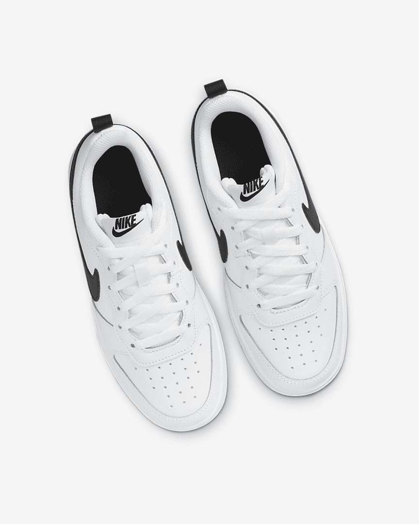 White / Black Nike Court Borough Low 2 Girls' Shoes | CA_4743