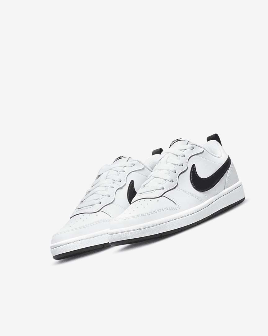 White / Black Nike Court Borough Low 2 Girls' Shoes | CA_4743